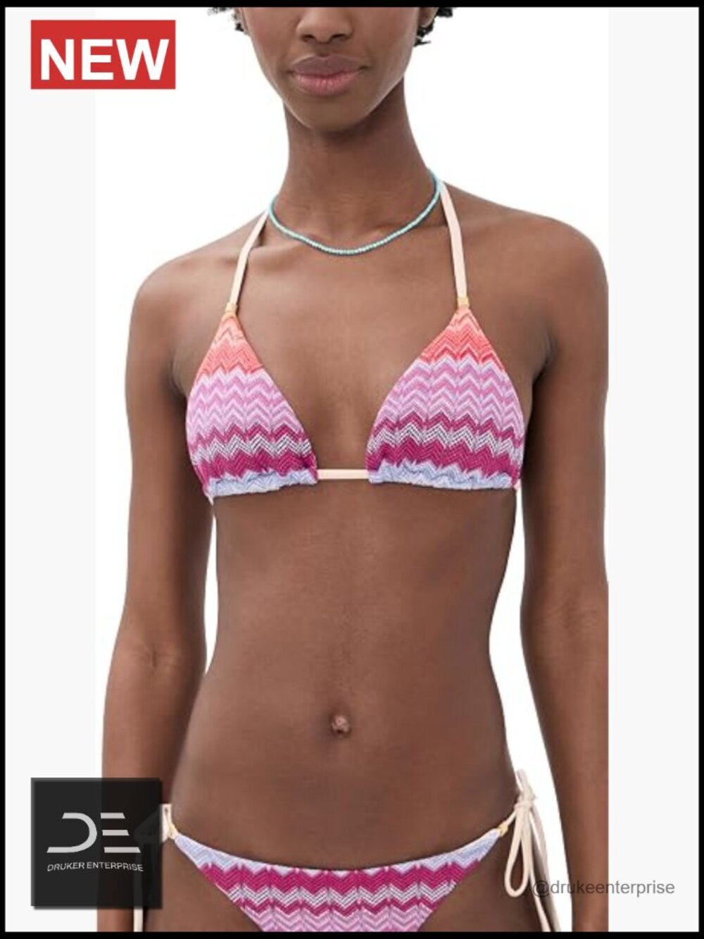 Triangle Bikini Top with Removable Padding Chevron Pattern